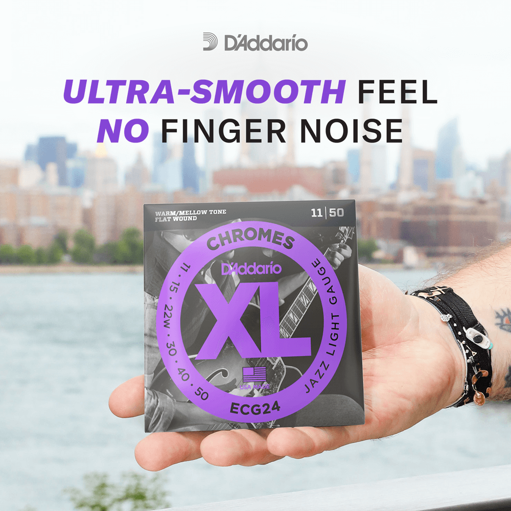 D'Addario ECG25 Chromes Flat Wound, Light, 12-52