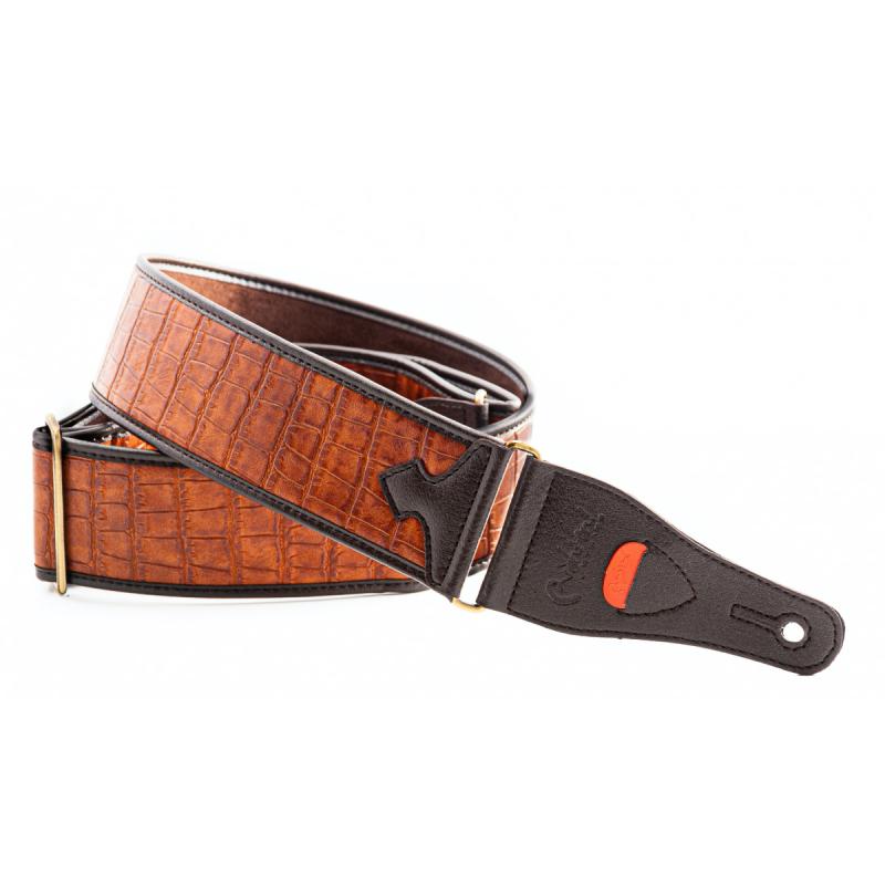 RightOn! Alligator Light Brown guitar strap