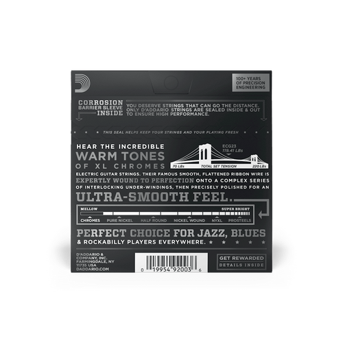 D'Addario ECG23 Chromes Flat Wound,Extra Light, 10-48