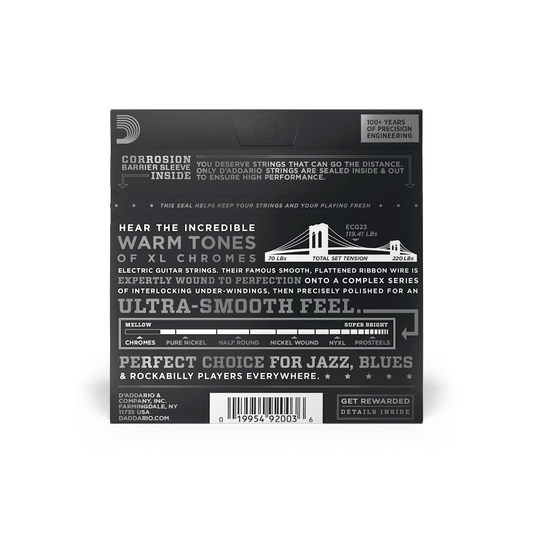 D'Addario ECG23 Chromes Flat Wound,Extra Light, 10-48