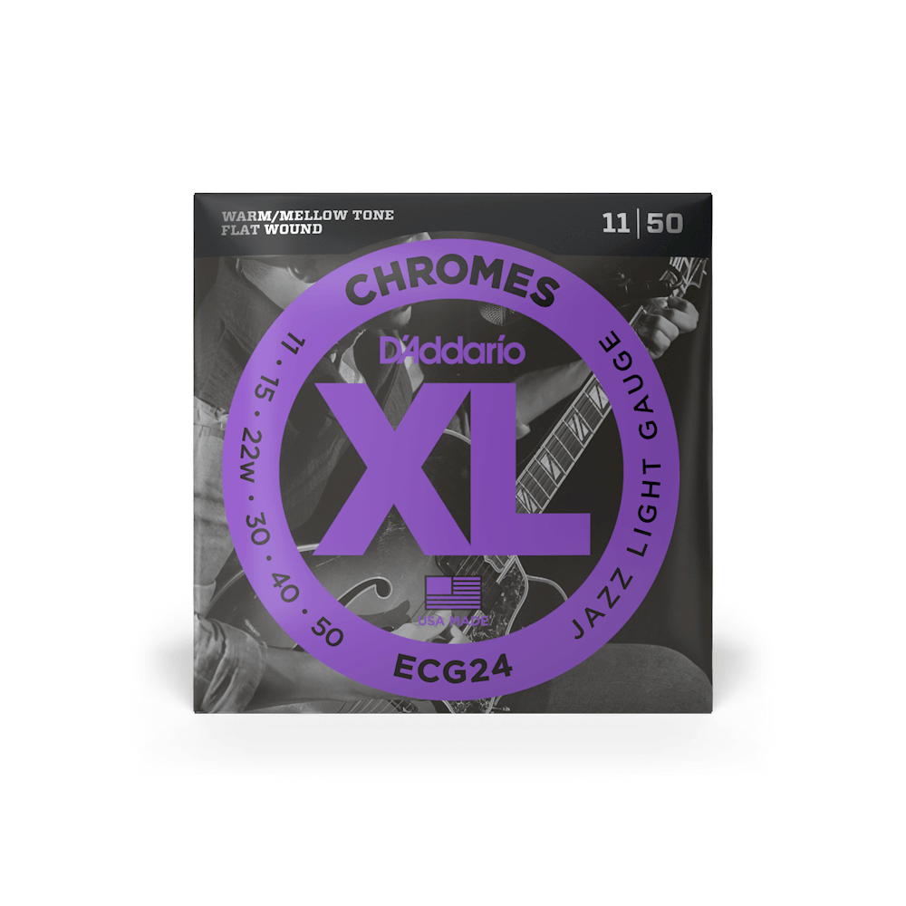 D'Addario ECG24 Chromes Flat Wound, Jazz Light, 11-50