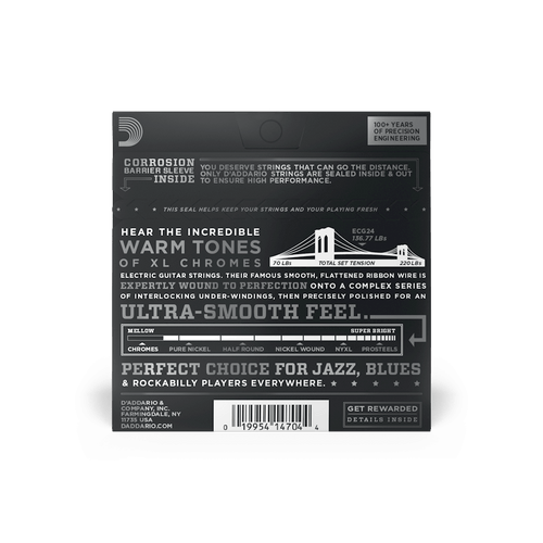 D'Addario ECG24 Chromes Flat Wound, Jazz Light, 11-50